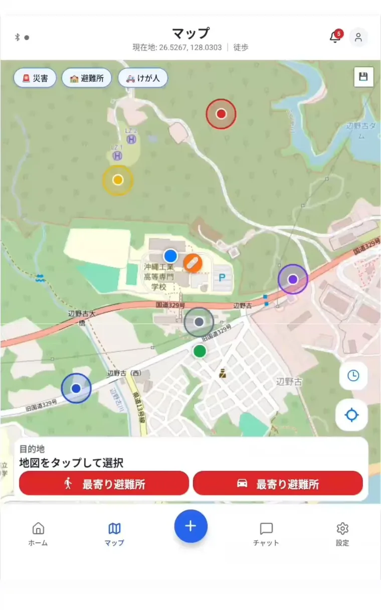 ADRENアプリのオフライン地図画面